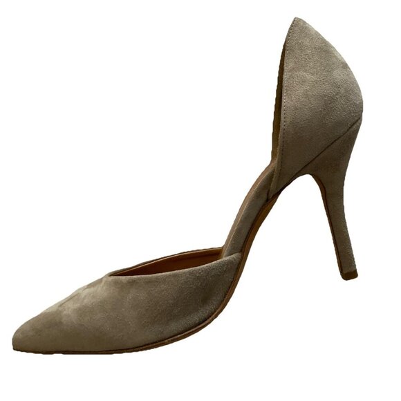 Vince Suede Dorsay Heels Womens Sz 6 M Taupe Biege Italian Office Pointed Toe - Picture 6 of 16